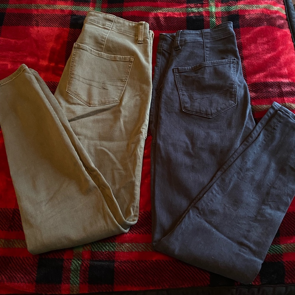 American Eagle Outfitters High Rise Jeans - Tan and Gray